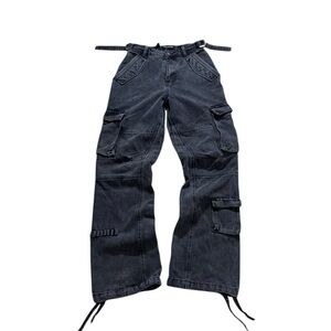 Maniere De Voir Black Boot Cut Cargo Jeans